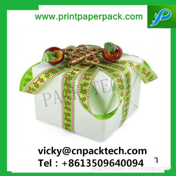 Custom Luxe Ribbon Duet Series Paper Jewelry Box High Walled Rigid Folding Rigid Setup Gift Cake Box